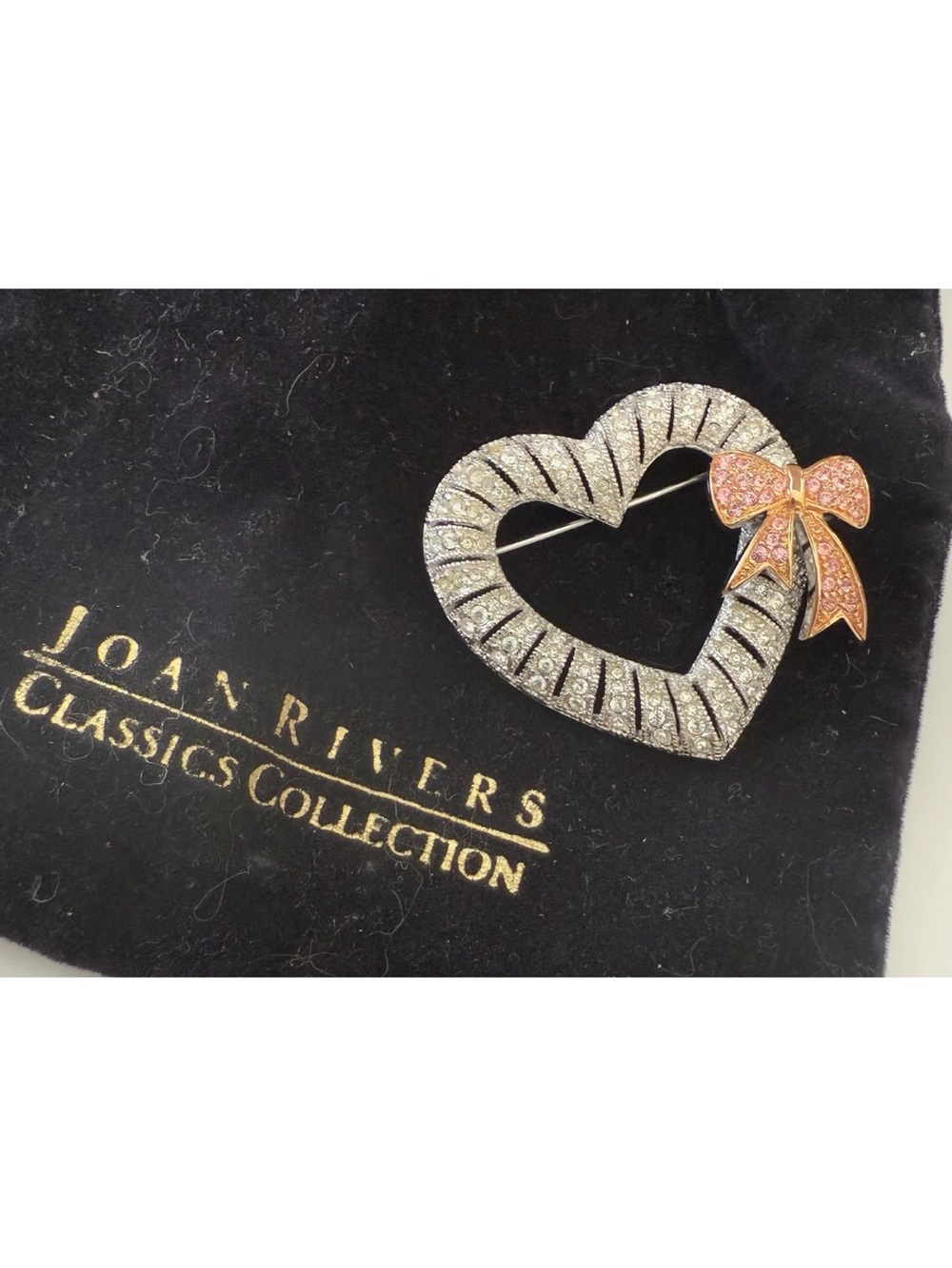 JOAN RIVERS CZ Heart w/ brooch  Pin